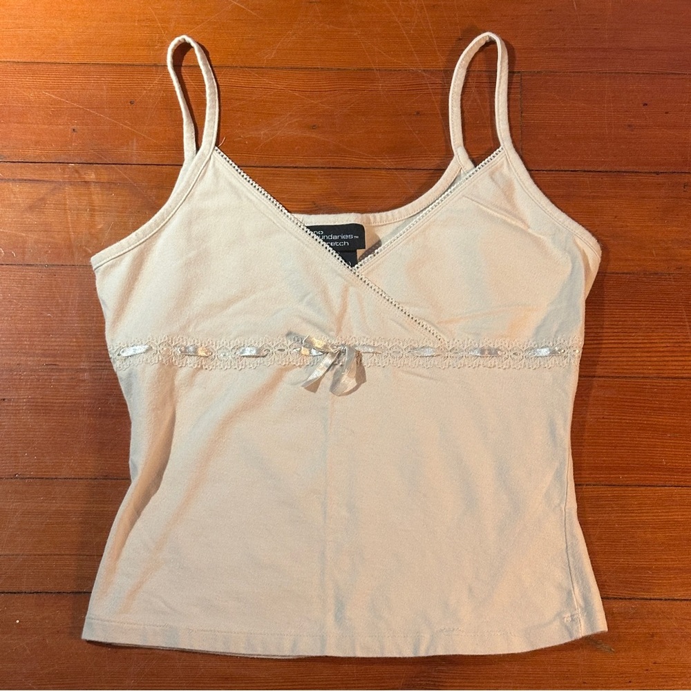 No Boundaries Beige Camisole with Lace Trim